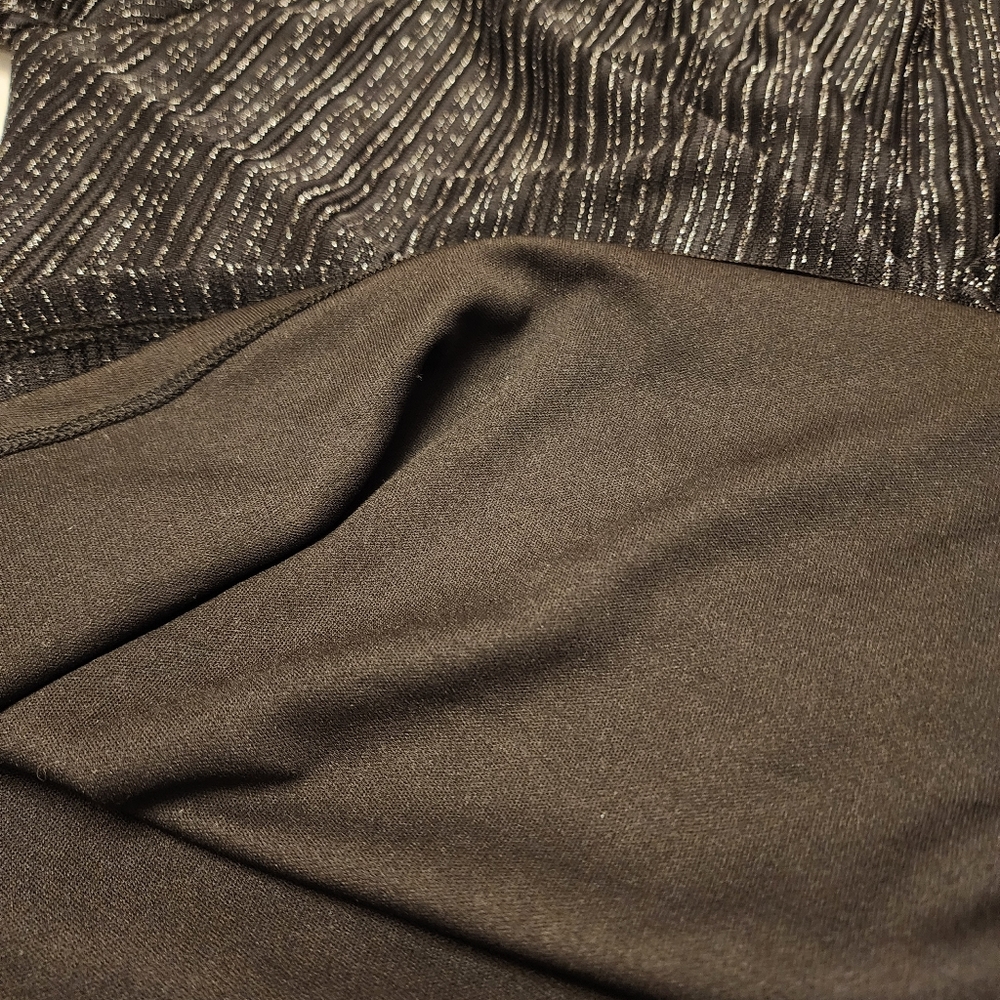 Semi Sheer Black Shimmery Mock Neck Blouse Size L - Picture 11 of 11